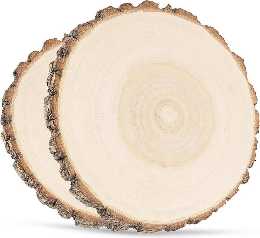 Grote onbewerkte houten schijven knutselen 20-22 cm diameter natuurlijk paulowniahout doe-het-zelf bruiloft kerstdecoratie 2 stuks Houten schijf