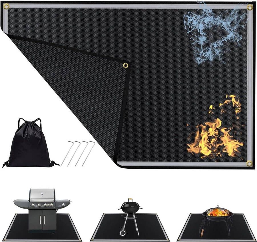 Grote Onder Grill Mat Vuurplaats Mat Vuurvaste Mat Grill Pads Beschermen voor Deck Patio Outdoor Houtskool Rokers Houten Vloer Indoor Open Haard Mat Herbruikbare Olie-Proof Waterdicht 4 Lagen 60x42 Liveinu