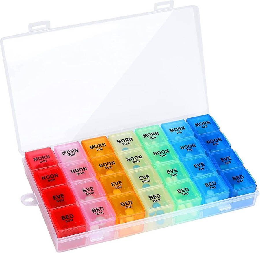 Grote Pillendoos 7 Dagen 4 Compartiment Geneeskunde Organisator Dagelijkse Pil Case Container Vitamines Organizer
