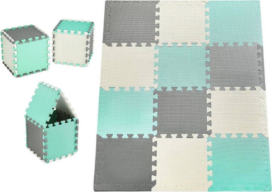 Grote puzzelmat voor baby's 120 cm x 90 cm x 12 cm geurloos en veilig jongens en meisjes speelmat kruipmat zonder schadelijke stoffen