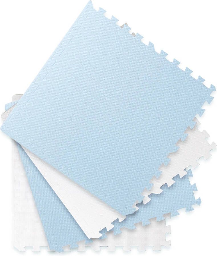 Grote Ricokids educatieve puzzelmat van schuim blauw en wit