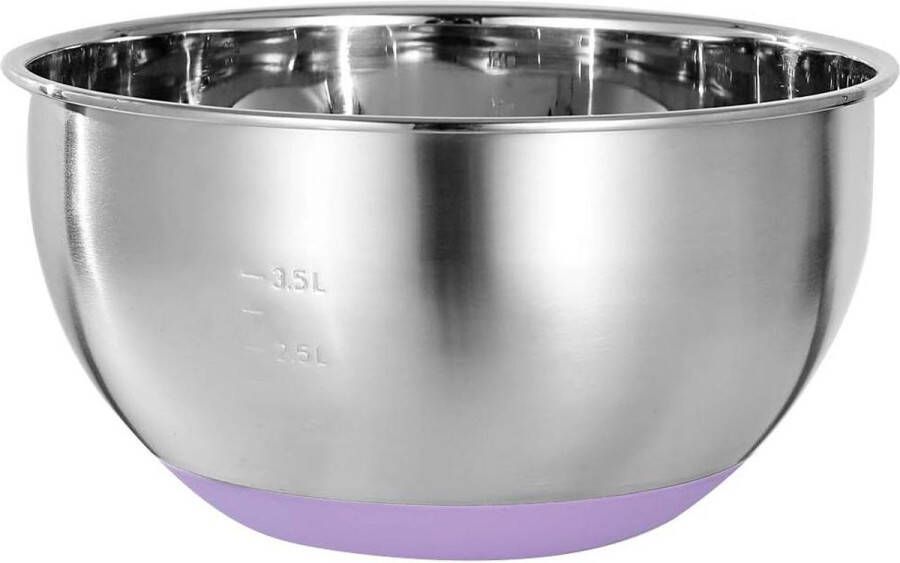 Grote Roestvrijstalen mengkom met antislip siliconen bodem bakken koken mengkom vaatwasmachinebestendig 28 cm