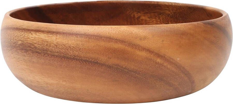 Grote ronde acaciahouten slakom voor housewares Kora. Fruitschaal
