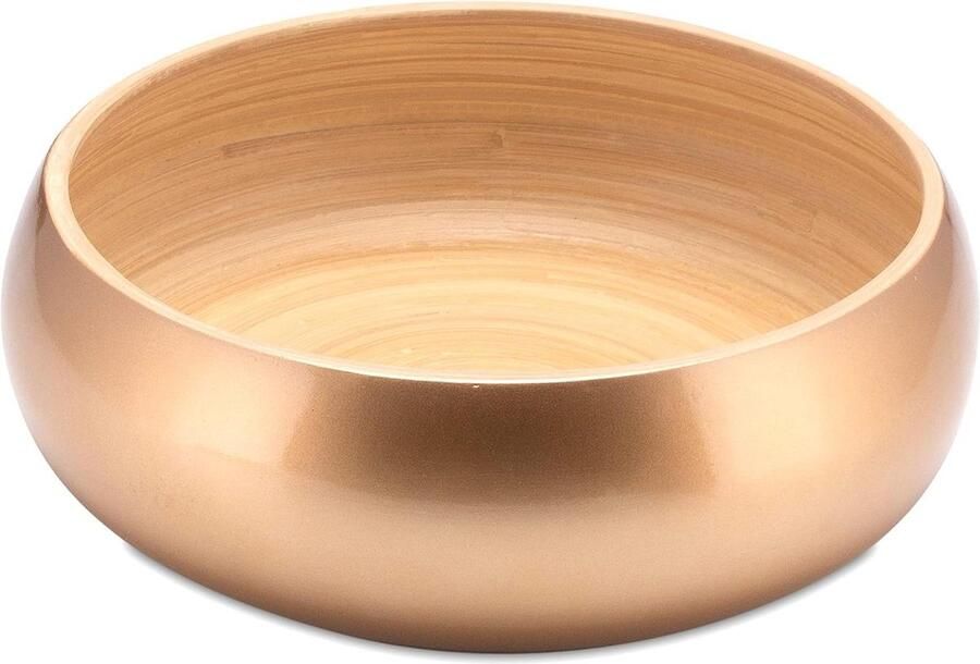 Grote ronde bamboe fruitschaal decoratieve schaal voor fruit en broodjes hoogwaardig gelakt goud Schalen & Presenteerbladen