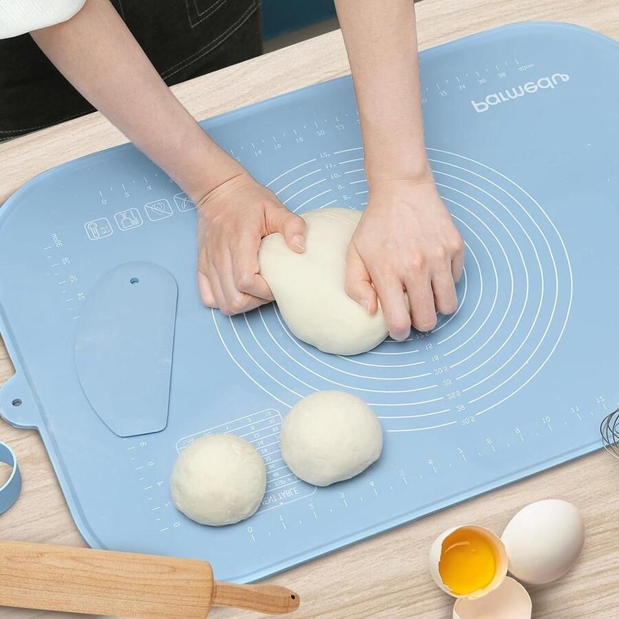 Grote siliconen bakmat 65 x 45 cm Anti-aanbaklaag Opbergriem Deegsnijder Hittebestendig Bakonderlegger