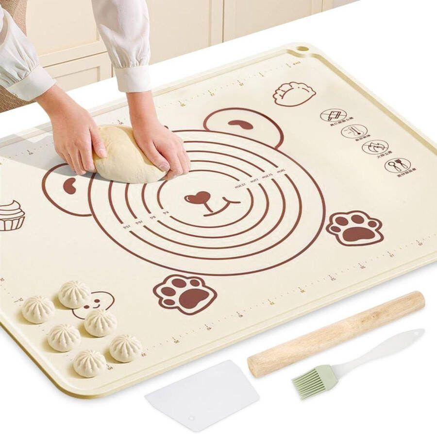 Grote siliconen bakmat 70 x 50 cm deegmat antislip bakonderlegger deeg uitrollen anti-aanbak uitrolmat met meting voor gebak en pizza