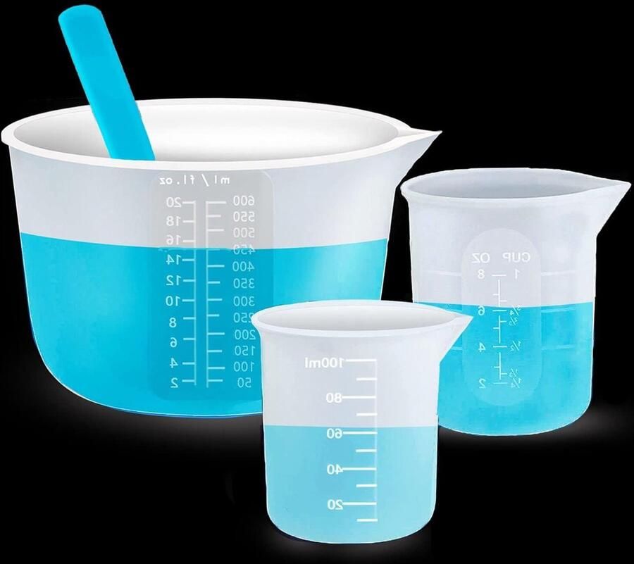 Grote siliconen maatbekers 3 stuks 600 ml 250 ml 100 ml herbruikbare niet-stick mengen gietbekers epoxyhars sieraden maken
