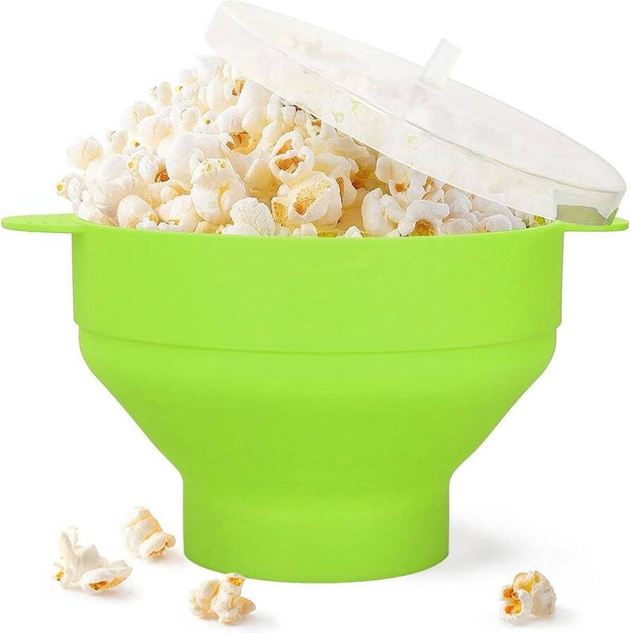 Grote Siliconen Magnetron Popcorn Popper Bowl met Deksel voor Thuis Groen popcorn bowl