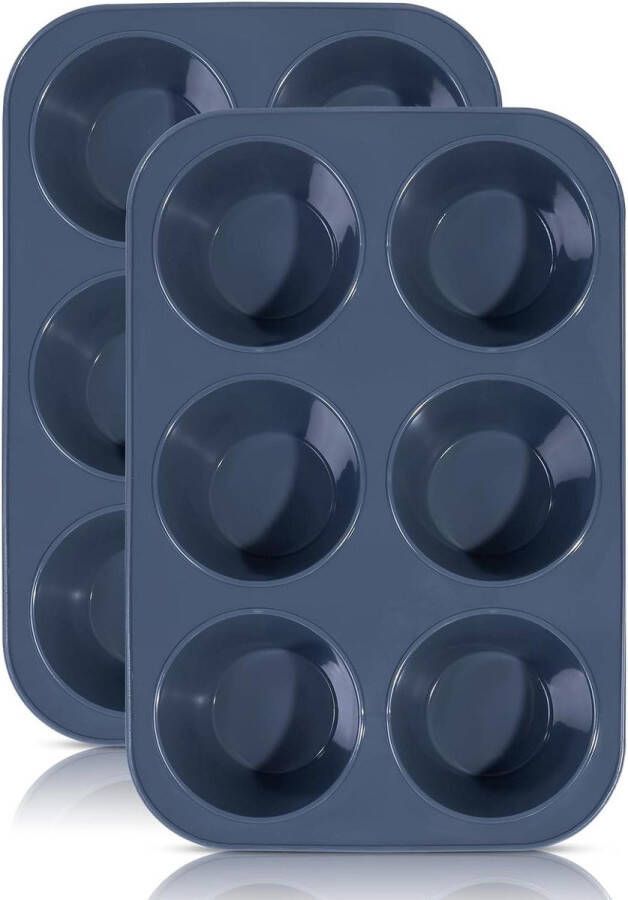 Grote Siliconen Muffinvorm Voor 6 Muffins Anti-aanbaklaag Bakvorm Cupcake Blik Broodje Bakvorm Yorkshire Pudding Grijs 278 x 19 x 5 cm (Set van 2)
