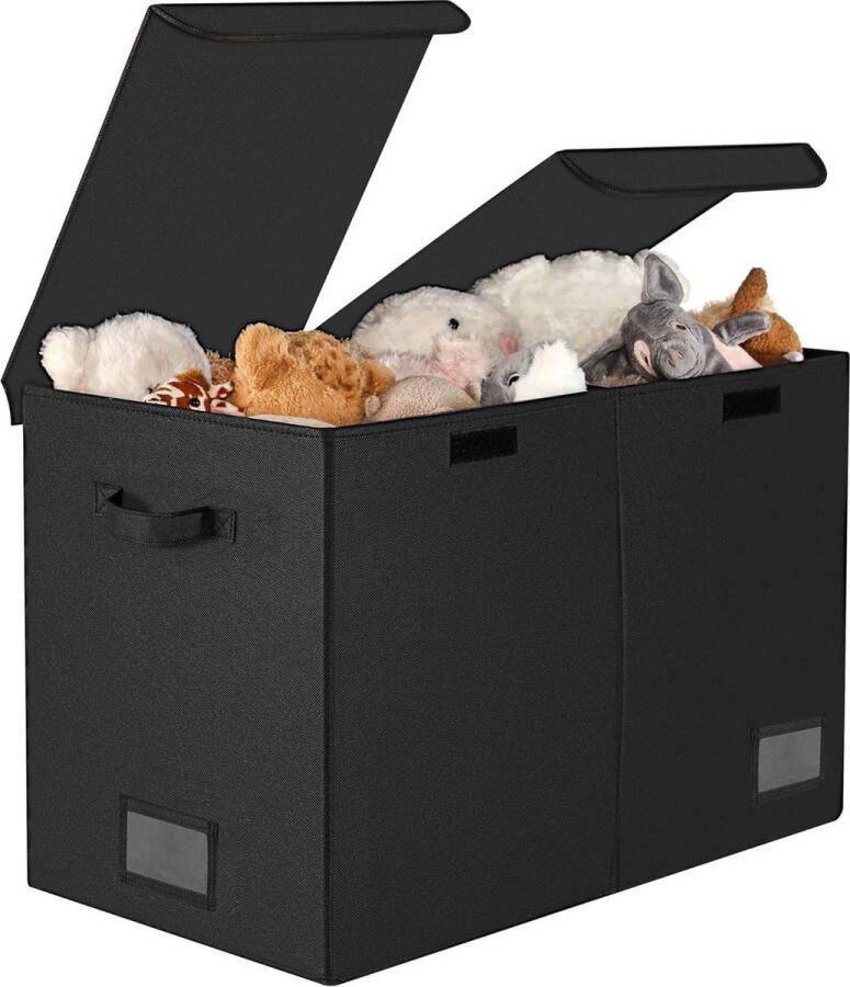 Grote Speelgoeddoos 1 Pak Stoffen Speelgoedkist met Deksel Zwart OrganiToy Storage Box