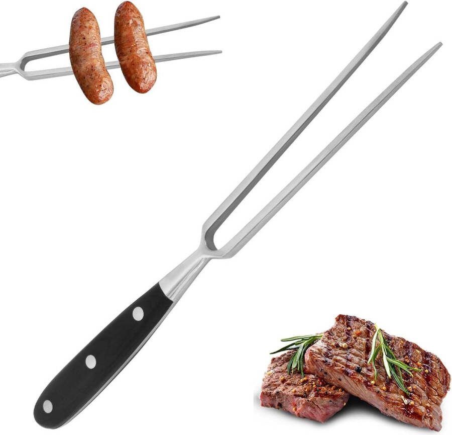 Grote vleesvork 30cm vleesvork roestvrij staal vleesvork met houten handvat grillvork braadvork vleesvork lang vleesvork gesmeed roestvrij staal serveervork vlees voor grillkeuken braden