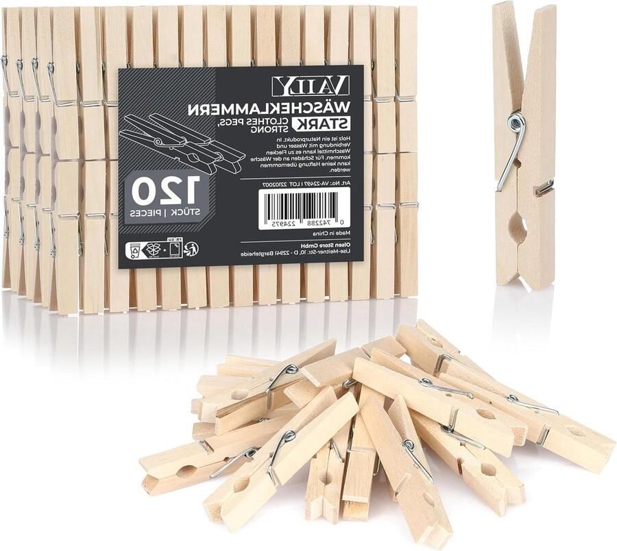 Grote wasknijpers voor kledingpaard waslijn knutselen en decoratie 120 stuks Houten wasknijpers met extra grote maat Wasknijperzak