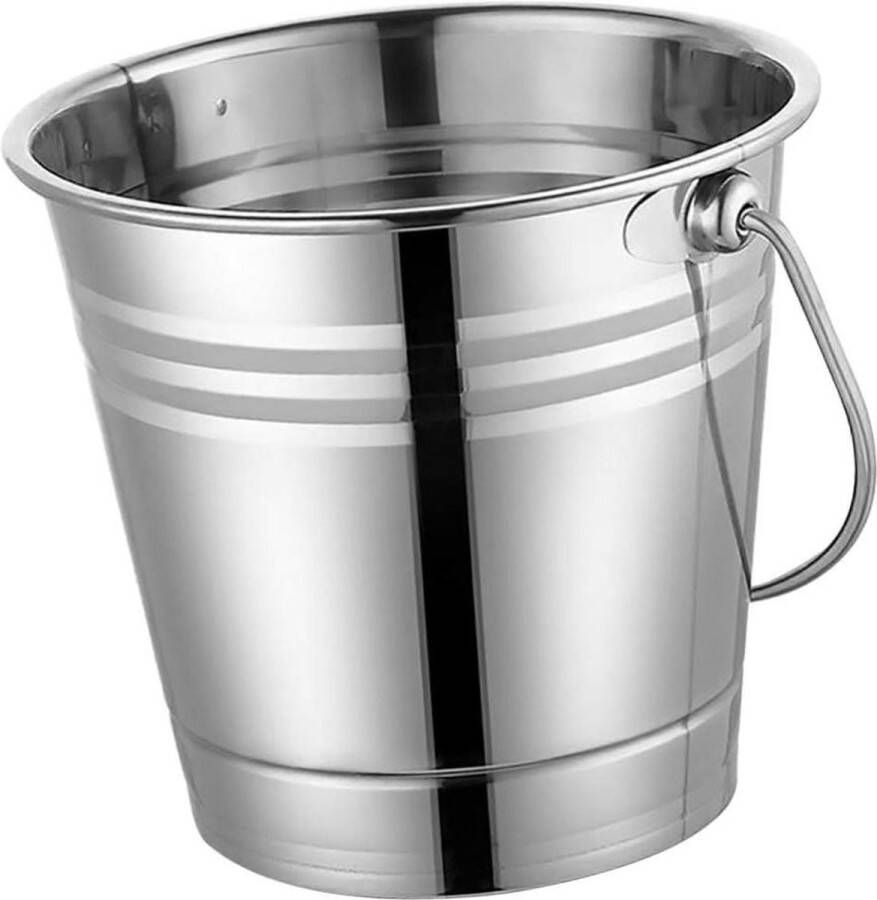 Grote zware geïsoleerde 2L roestvrijstaal wateremmer met handvat ijsemmer wijnemmer zilver