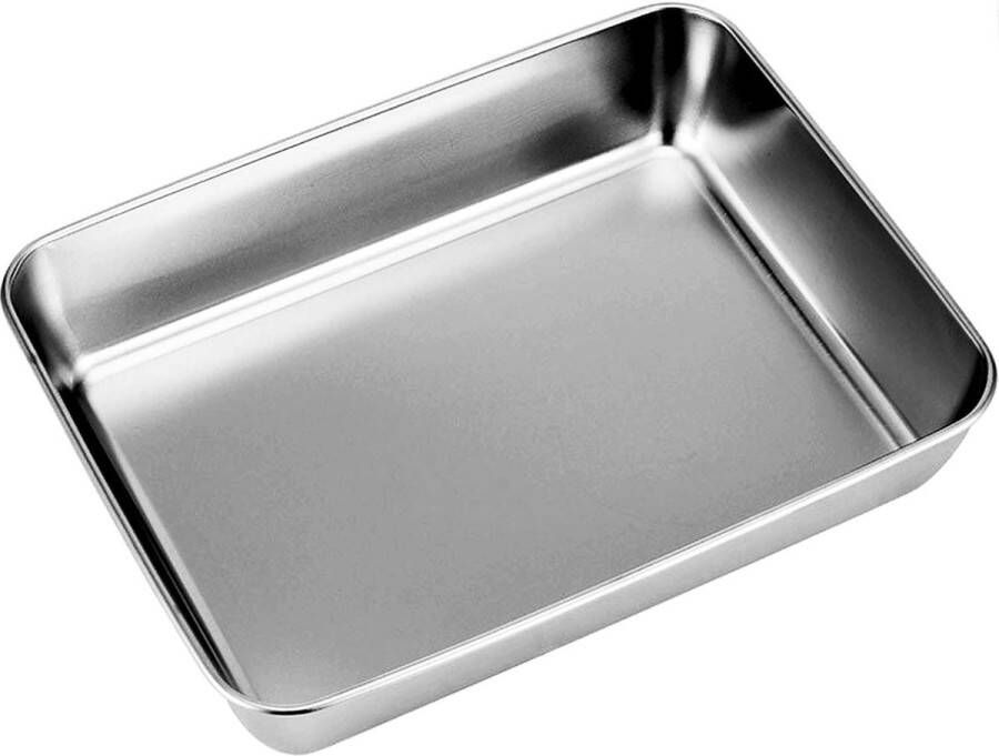 Güker bakbak gemaakt van puur roestvrij staal rechthoekige taartbak ovenschaal voor bakken koken diepe rand zeer gepolijst en vaatwasmachinebestendig 30 x 35 x 5 cm