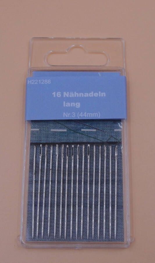 H221288 naainaalden 16 naalden lang nr. 3 44 mm met punt naaldenset borduurnaalden 16x naald naainaald
