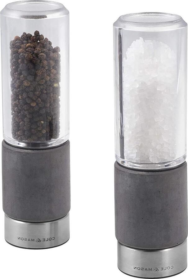 H321803 Regent Concrete Zoutmolen Precision+ Instelbare Maling Beton Roestvrij Staal Acryl 180mm Inclusief 2 x Molens Levenslange Garantie op Mechanisme salt and pepper grinder set copper