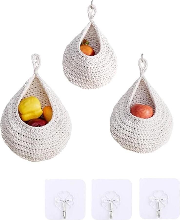 Haak fruitmand muur hangmand voor fruit decoratieve mand met haak