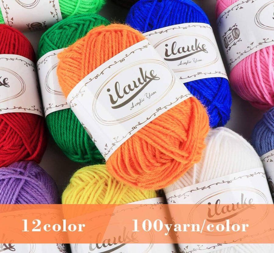 Haakgaren 12 Pack Haakgaren Amigurumi 50g Kleur Wolgaren Acryl Brei Haak Garen Ballen Handbreigaren Superzacht Duurzaam 12 Kleuren Wol Acrylwol Breien of Haken Set voor Haken en Handwerk