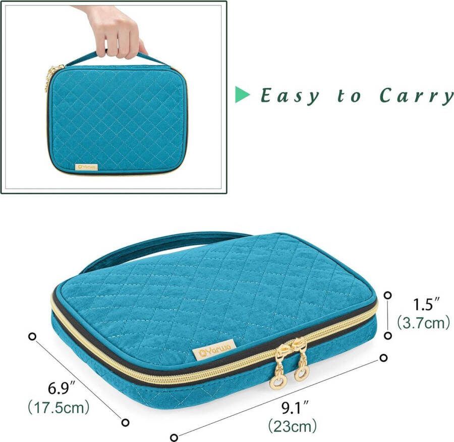 Haaknaaldenetui reisorganizer koffer met meerdere zakken voor verschillende haaknaalden breinaalden (tot 20 cm 8 ) en breigoementen groenblauw (ALLEEN BAG)