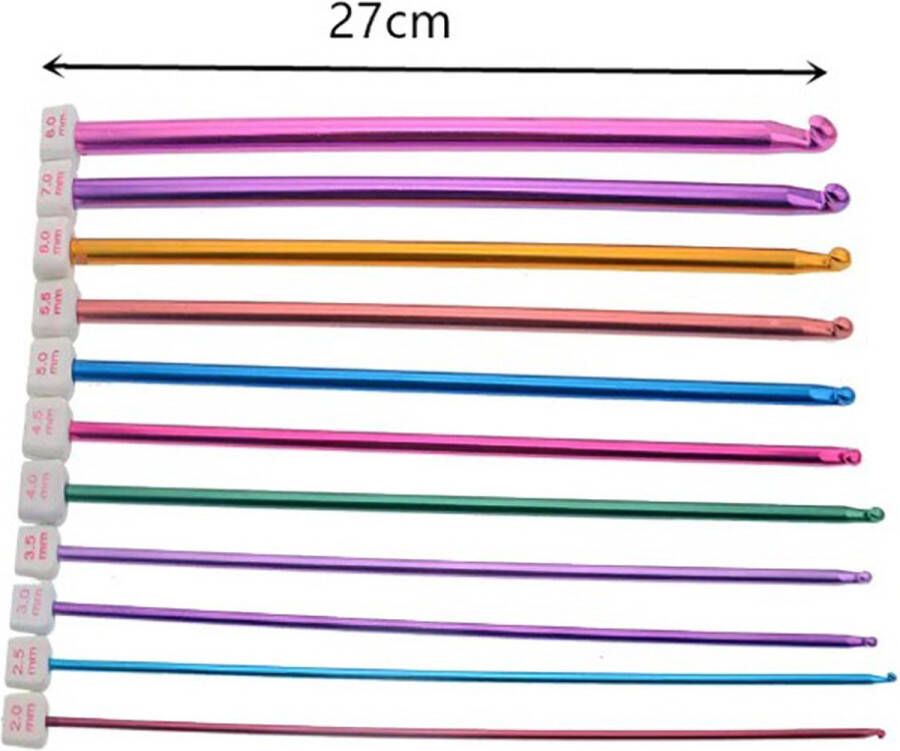 Merkloos Sans marque Haaknaaldenset 11 Delig Tunische Haken Haaknaald Crochet Kit Aluminium