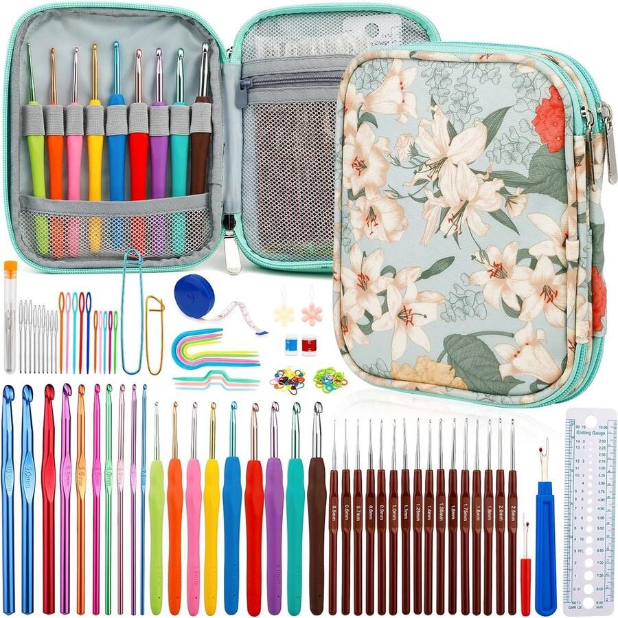 Haaknaaldenset ergonomische zachte rubberen haaknaalden met comfortabele handgreep voor het breien voor beginners volwassenen kleurrijke haaksets accessoiresets en verschillende soorten naalden