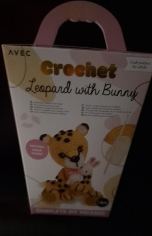 Haakpakket luipaard met konijntje | Haakpakketten knuffels Geschikt volwassenen Haakpakketten voor volwassenen