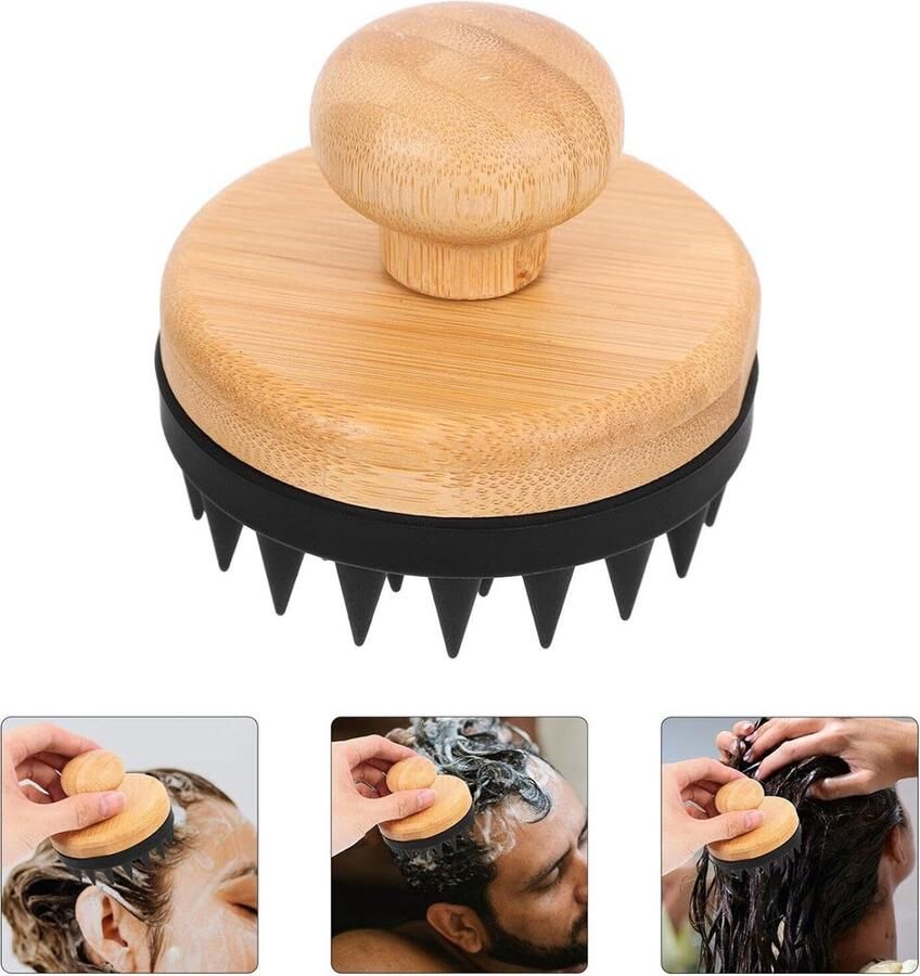 Haar doucheborstel hoofdhuid borstel hoofdhuid massager hoofdhuid scrubber voor roos Scalp Massager Bamboe Scalp Brush – Hoofdmassage Hoofdhuid Massage Borstels – Siliconen Haarborstel – Haargroei