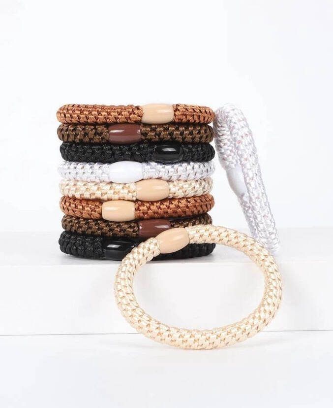 Haar Elastiekjes Haarelastiekje Gevlochten Elastiek en Armband haarelastiekjes met kraal haarelastiekjes te dragen als armband sterk elastiek 10 stuks Donker