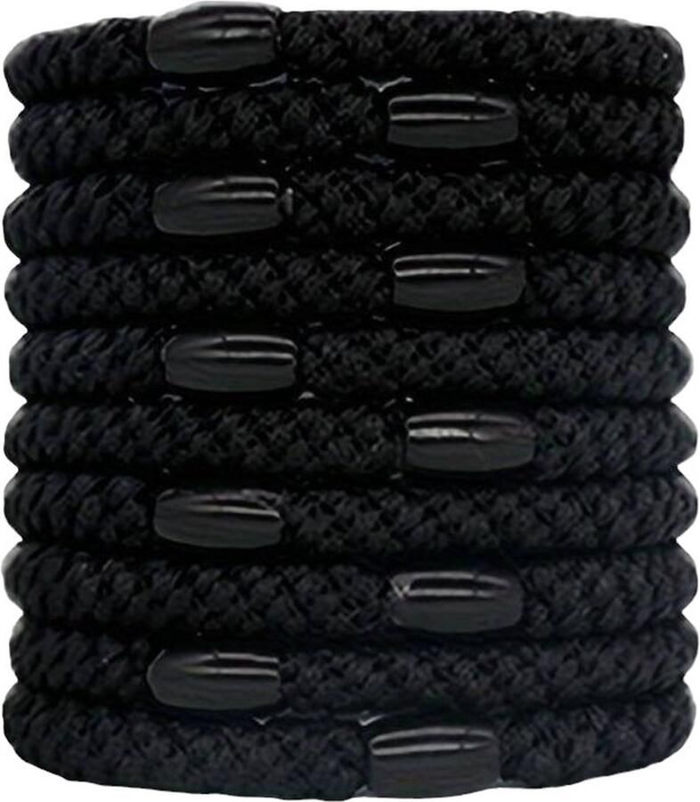 Haar Elastiekjes Haarelastiekje Gevlochten Elastiek en Armband haarelastiekjes met kraal haarelastiekjes te dragen als armband sterk elastiek 10 stuks Zwart