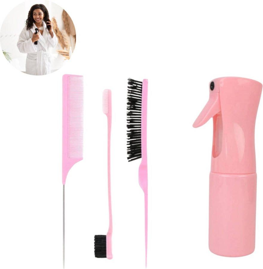 Haar kammen en Spray set Inclusief 3 Kammen en Mist Spray fles Roze Set Haarstyling set