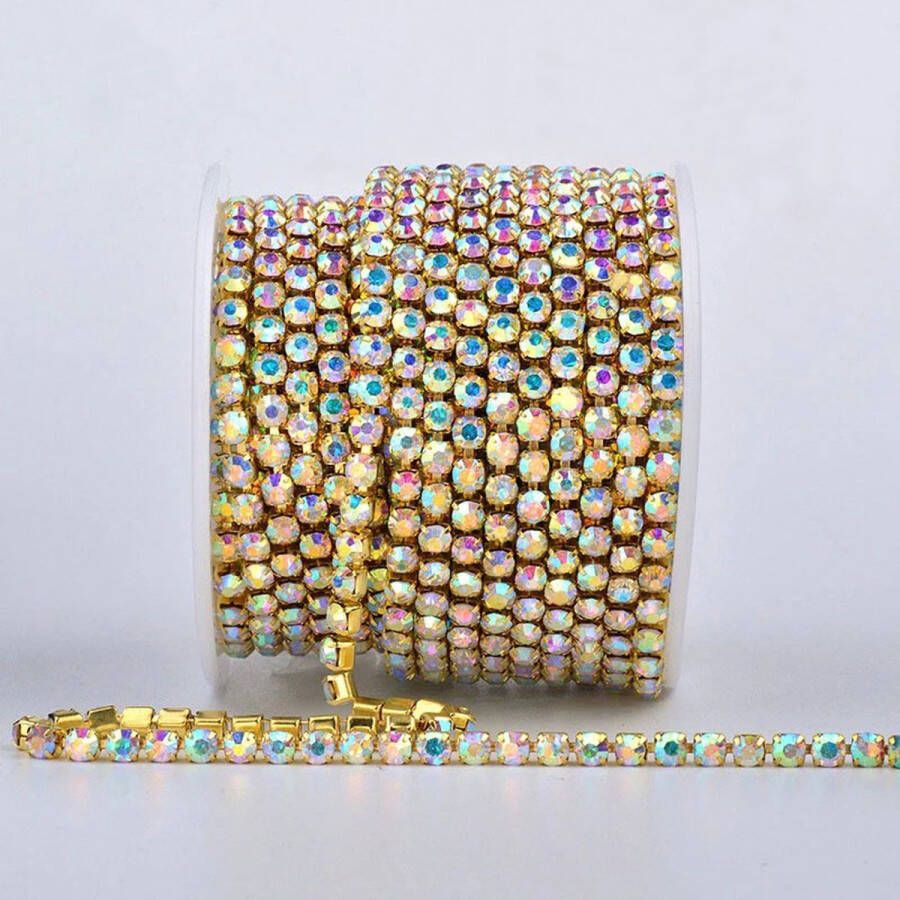 Strass lint 1 m glitter steentjes diamantjes Crystal naaien knutselen versieren glitter