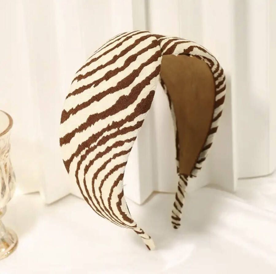 Haarband- Haaraccessoire- Hoofdband- Bruin en beige (zebra print)