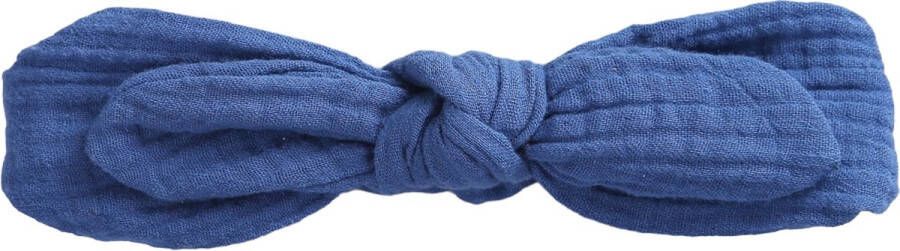 Haarband Hafsa Blauw Smalle en zachte baby haarband van hydrofiele stof met een strikje haaraccessoires voor meisjes kinderen babies