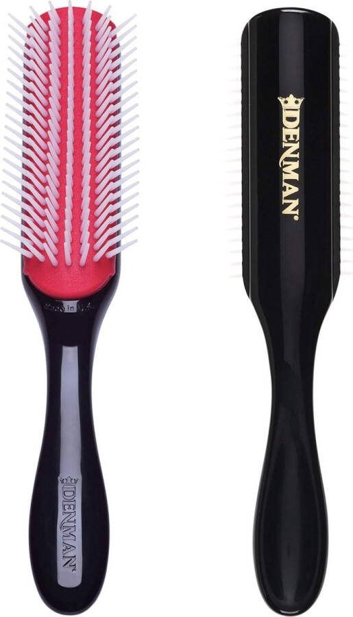 Haarborstel Curly Hair Brush D3 (Black & Red) 7 Row Styling Brush for Detangling Separating Shaping and Defining Curls For Women and Men