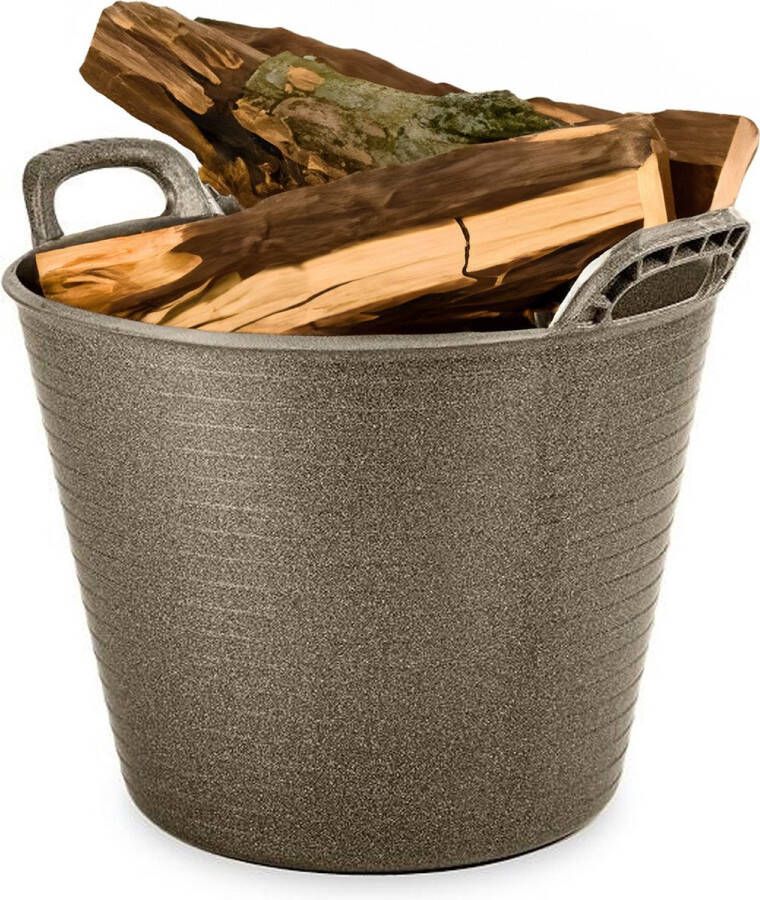 Haardblokken houtblokken flexibele emmer kuip oud goud 42 liter -38 x 45 cm eco kunststof