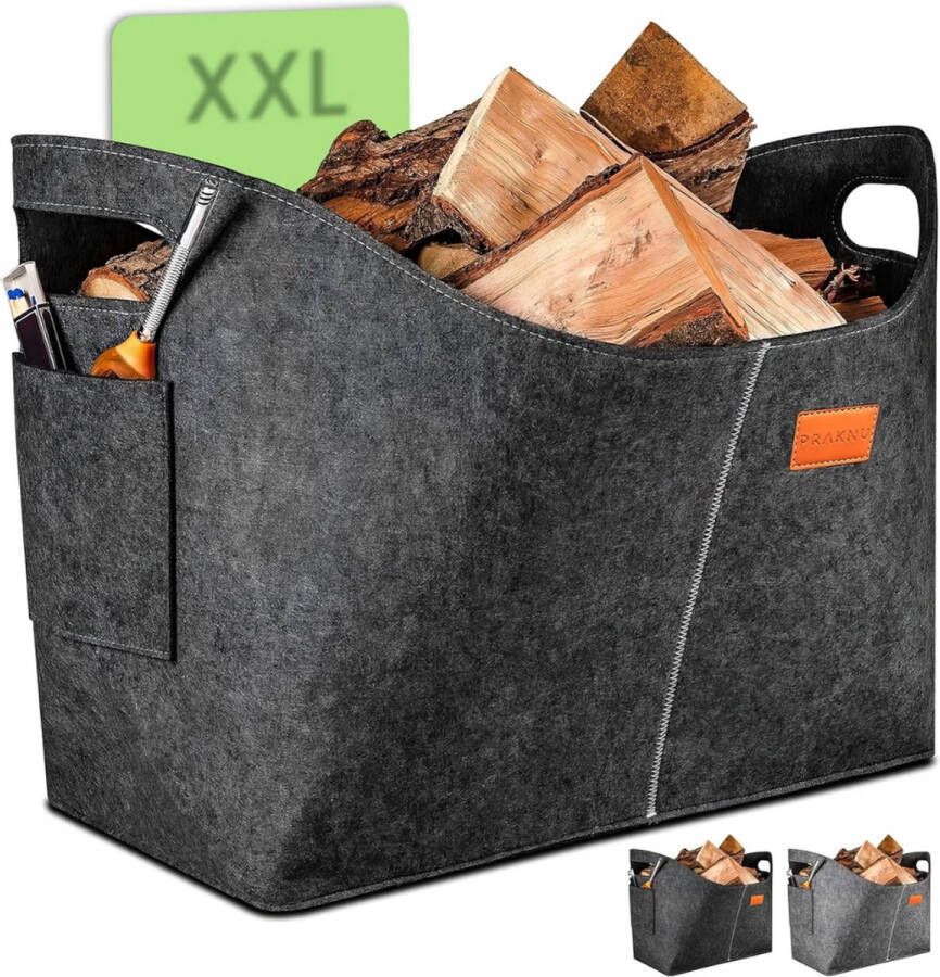 Haardhout Mand Stevig & Duurzaam Donkergrijs 100% Garantie Houtmand Open Haard Blok Tas
