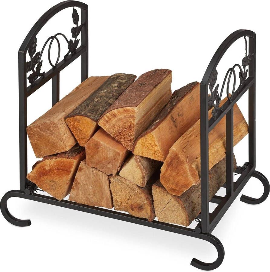 Haardhoutopslag Houtopberging brandhoutrek staal zwart binnen gebruik HxBxD: ca. 445 x 51 x 32 cm klein formaat