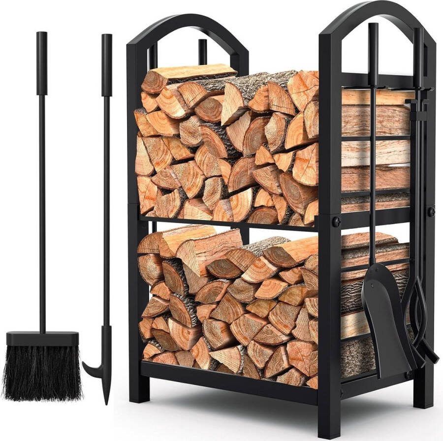 Haardhoutopslag Houtopberging Gereedschapset 74 x 40 x 30 cm voor Open Haard Grote Capaciteit Binnen en Buiten Opbergrek