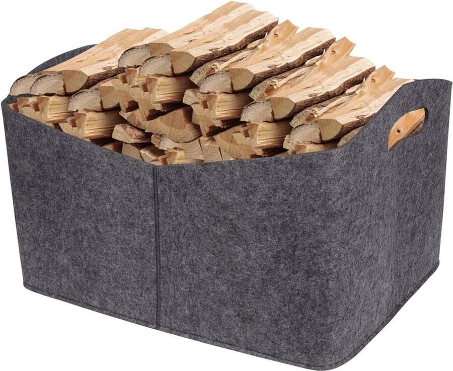 Haardhoutopslag Houtopberging Grote Houten Mand Vilt Opvouwbare Brandhouttas Vuur Open Haard Houtmand Brandhout Extra Dik Vilt Vilten Tas