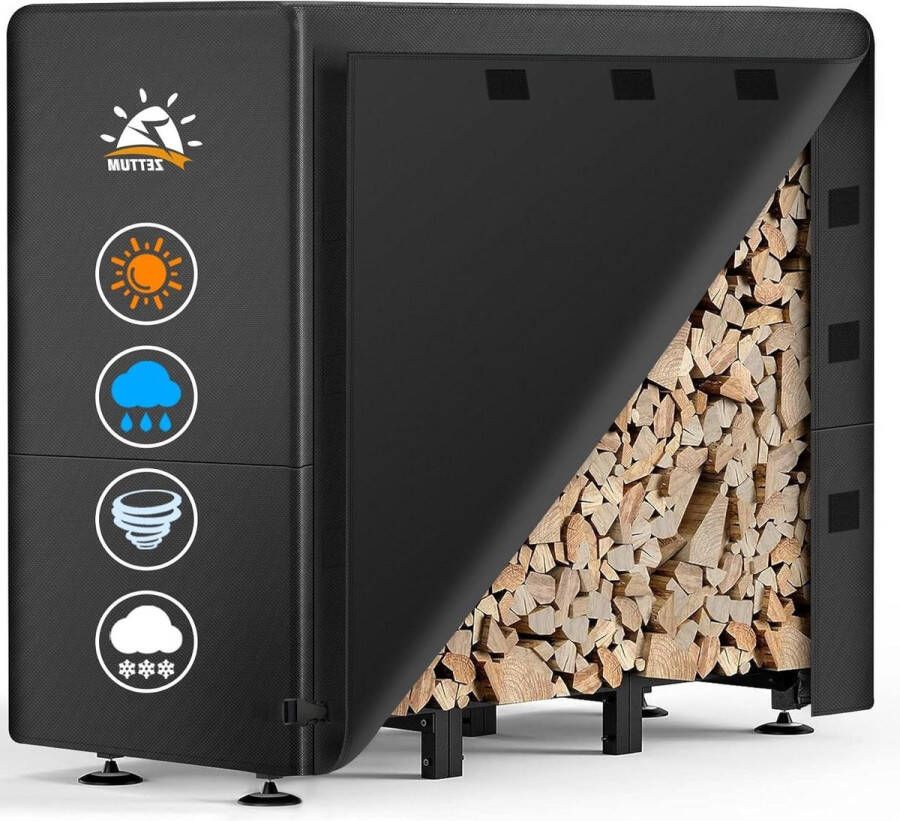 Haardhoutopslag Houtopberging Heavy Duty Waterdichte Dekking voor Houten Planken 600D PU-coating|Beschermhoes voor Brandhoutrek (121 L x 61 B x 124 H cm)