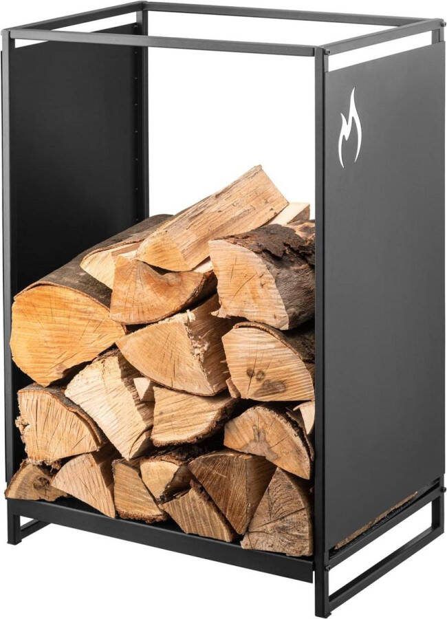 Haardhoutopslag Houtopberging Metaal Zwart Houten Houder Brandhoutrek Standaa