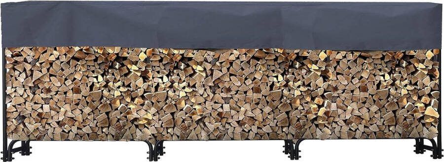 Haardhoutopslag Houtopberging Metalen haardhoutrek 272 x 25 x 95 cm met beschermhoes tuin haardhoutrek 10 m³ 15 SRM stapelhulp