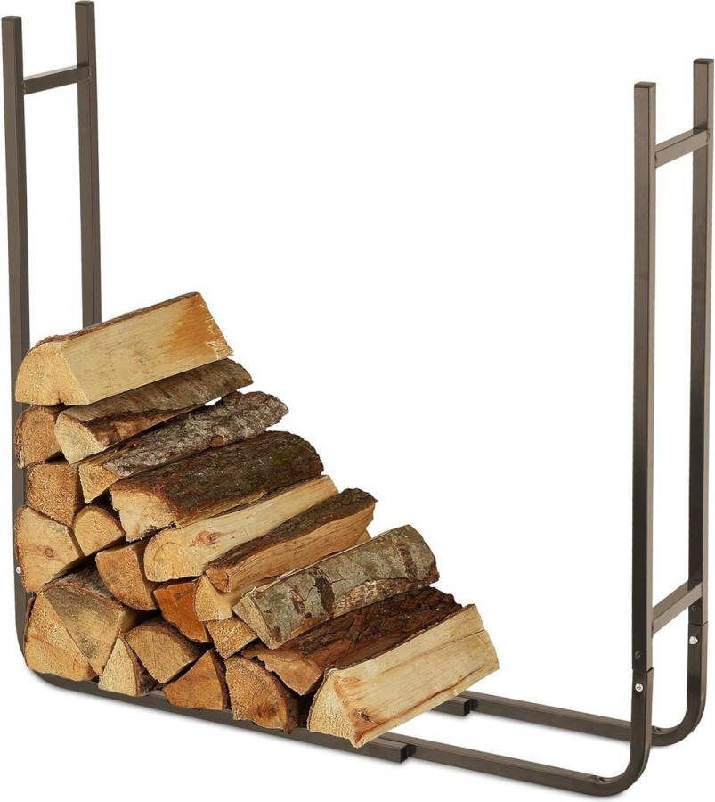 Haardhoutopslag Houtopberging variabele breedte stalen brandhoutrek HxBxD: 905 x 120 x 205 cm binnen bruin