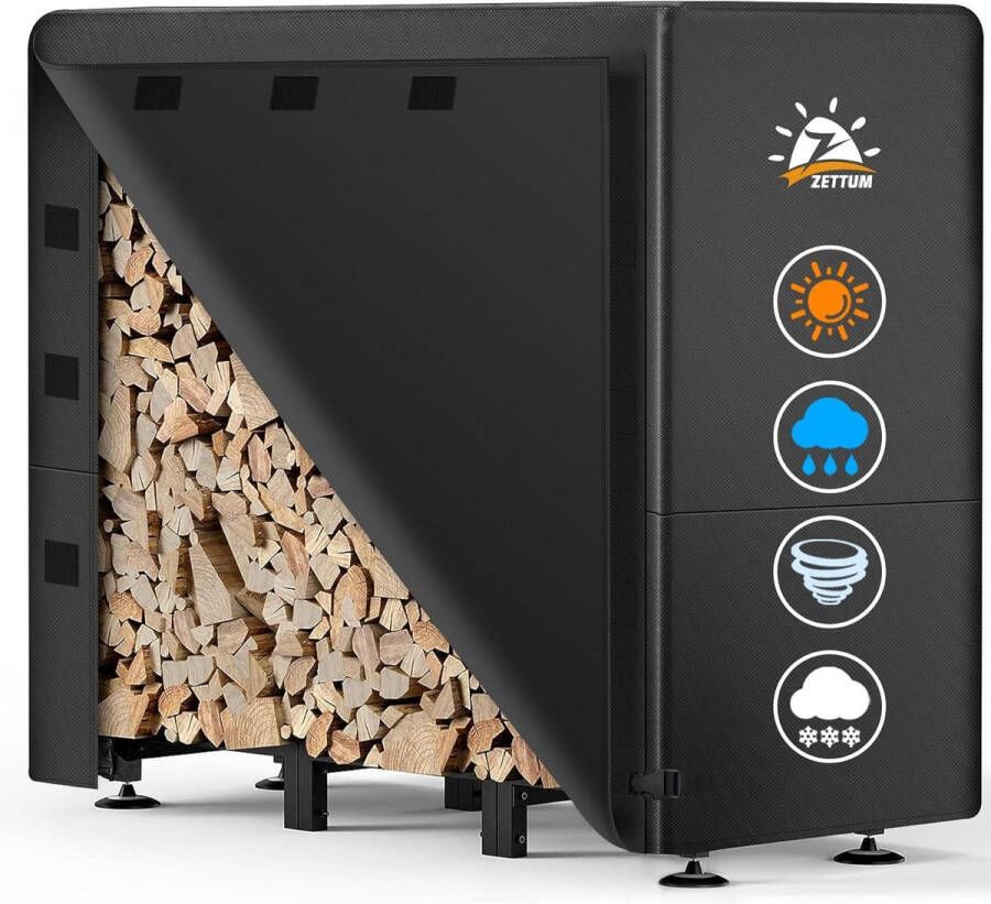 Haardhoutrek afdekking voor houten planken heavy duty en waterdicht 600D PU-coating afdekking voor brandhoutplank afdekzeil buiten (121 l x 61 W x 124 H cm)
