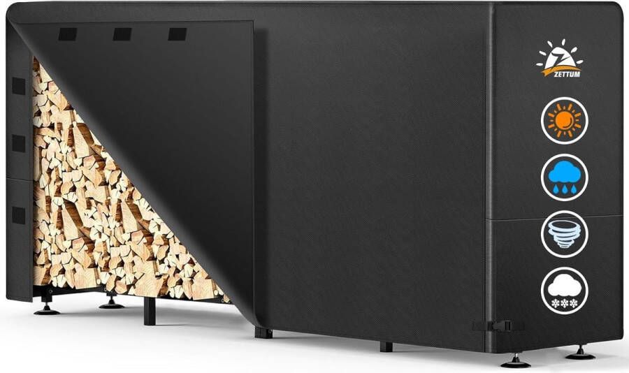 Haardhoutrek afdekking voor houten planken heavy duty en waterdicht 600D PU-coating afdekking voor brandhoutplank afdekzeil buiten (243 x 61 x 124 cm)