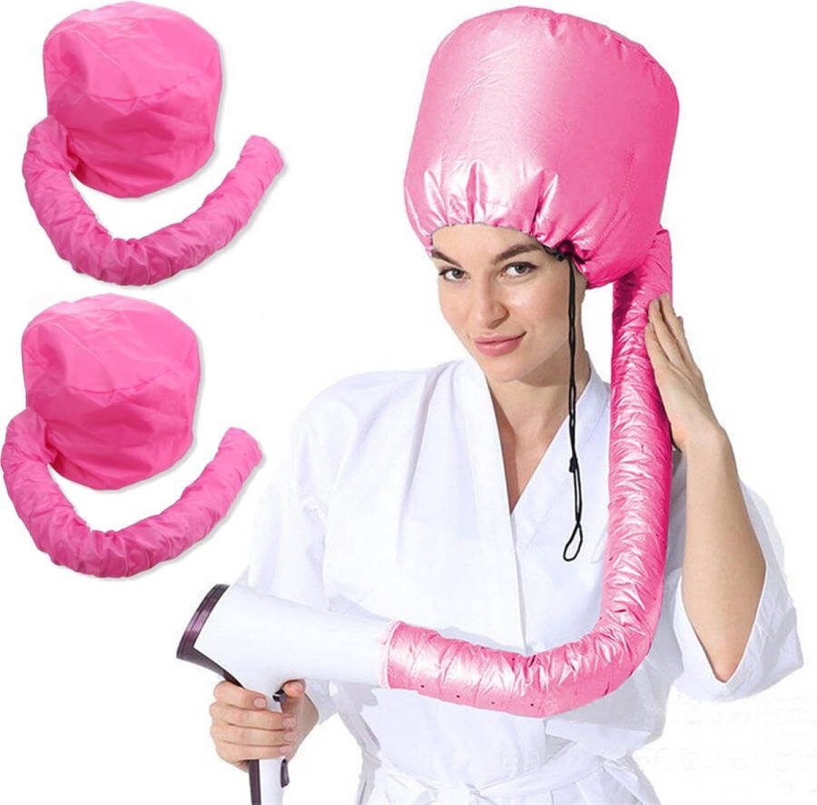 Haardrogeropzetstuk helm-droogkap voor haar Haardrogercombi voor het föhnen van krullend haar verstelbare mesh-blaaskap haardroger met kapvormige diffuserkap geschikt voor alle haartypes 2Stuks(roze)