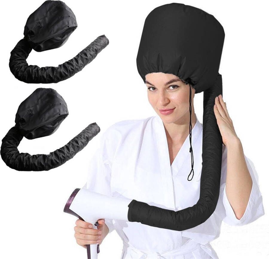 Haardrogeropzetstuk helm-droogkap voor haar Haardrogercombi voor het föhnen van krullend haar verstelbare mesh-blaaskap haardroger met kapvormige diffuserkap geschikt voor alle haartypes 2Stuks(Zwart)