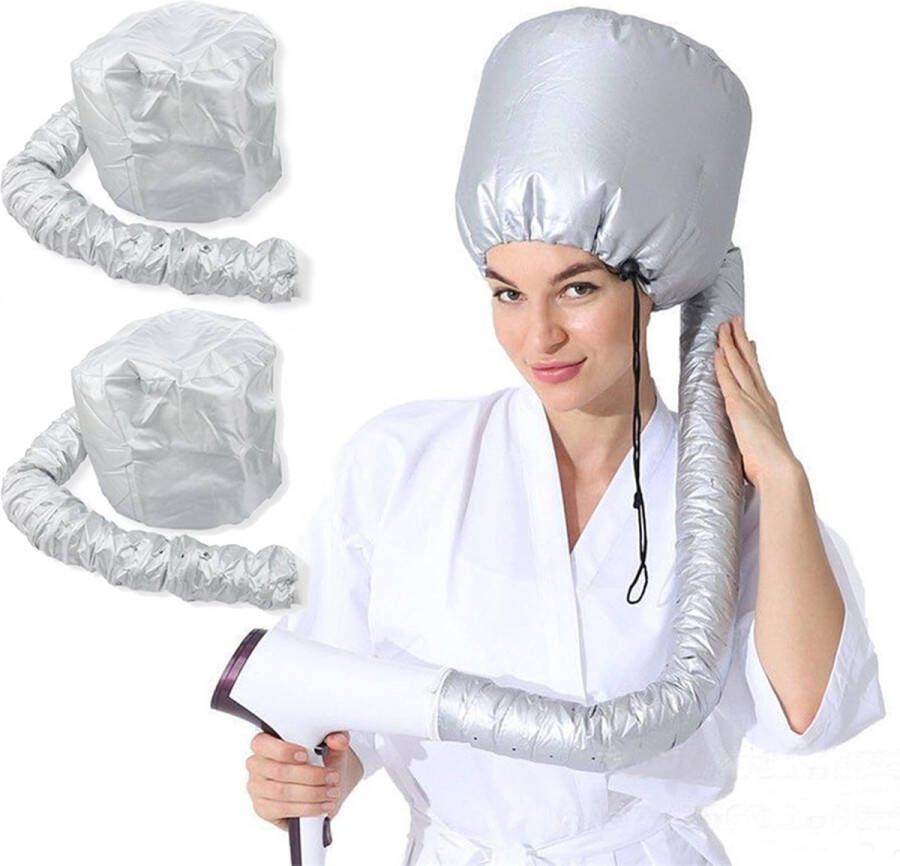 Haardrogeropzetstuk helm-droogkap voor haar Haardrogercombi voor het föhnen van krullend haar verstelbare mesh-blaaskap haardroger met kapvormige diffuserkap geschikt voor alle haartypes 2Stuks(zilvergrijs)