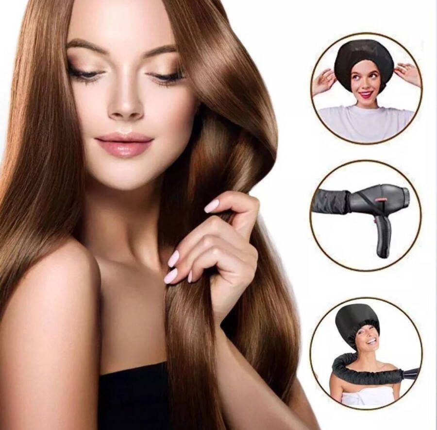 Haardroogkap – Haarstyling – draagbaar – Droogkap Voor krullend haar – Zwart – One Size