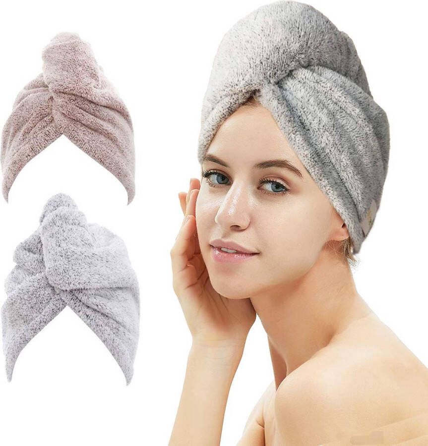 Haarhanddoek tulband haardrogende handdoek met knopen microvezel handdoek 2 stuks